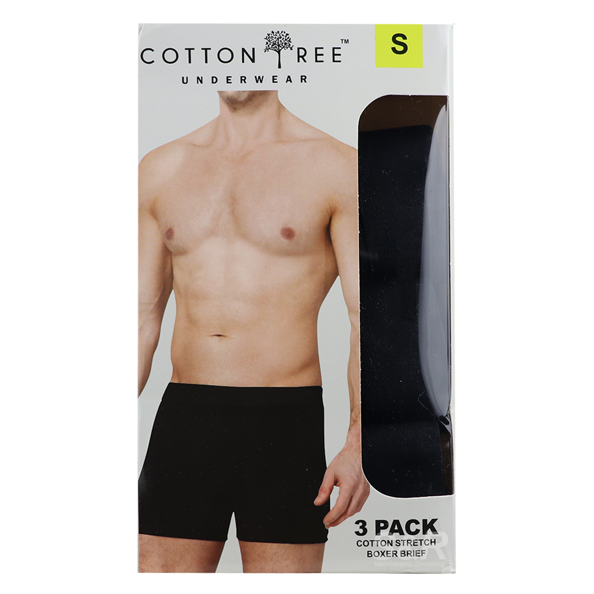 Cotton Tree Mens Boxer Brief Black 3-Pack Small Cotton Tree Mens Boxer Brief Black 3-Pack Small